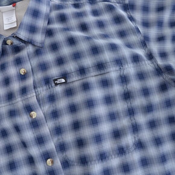 The North Face Grey Blue Flannel Button Up Breathable Hiking Shirt Size XL - Picture 11 of 14